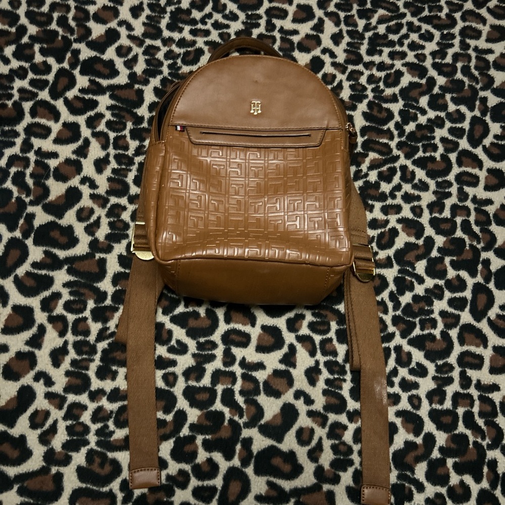 Brown Faux Leather Backpack